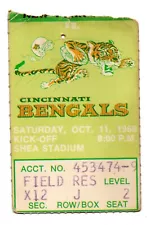 1969 New York Jets vs. Cincinnati Bengals ticket stub Namath football Shea NFL