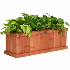 Costway 28" Wooden Flower Planter Rectangular Box Decorative Window Box Garden