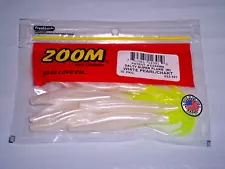 Zoom Salty Super Fluke ~ White Pearl Chartreuse ~ Bass Fishing Soft Lure 10 Ct