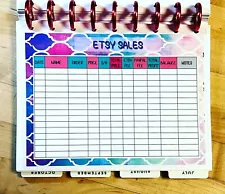 Etsy Sales Two Sided Dashboard Insert for use with Classic HAPPY Planner