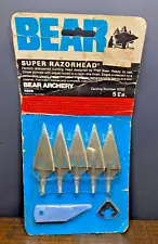 NOS 5 Vintage Bear Archery Super Razorheads Chiseled Tip Heads Sealed Pack FS