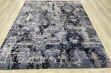 8x10 Carpets For Living Room Bedroom Handmade Large Area Silk Blue Gold