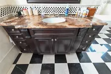 Dark Wooden Single Vanity with Sink and Faucet (no countertop)