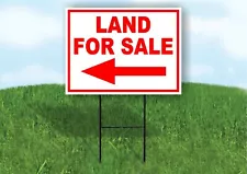 LAND FOR SALE LEFT arrow red Yard Sign Road with Stand LAWN SIGN Single sided