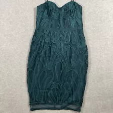 City Chic Womens Size XS 14 Antonia Strapless Midi Dress Corset Emerald Green