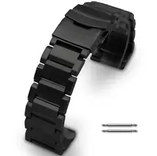 Black Metal Steel Replacement Band Strap Fits Nixon Watch Double Lock Clasp 5002