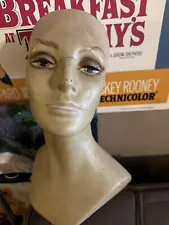 Vintage Realistic Fiberglass Female Mannequin Head Neck See Pictures Damaged