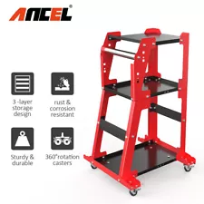 3-layer Utility Rolling Rotation Caster Tool Cart Trolley for Auto Repair Store