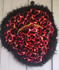 Halloween Pimp Big Daddy Red Hat With Flames Faux Fur Gold Band