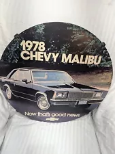 Vintage 1978 Chevy Malibu and Monte Carlo Advertisement Sign-Round, Double-Sided