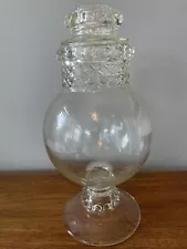 ANTIQUE TIFFIN DAKOTA APOTHECARY PHARMACY SHOW GLOBE CANDY/DISPLAY JAR +LID 14"