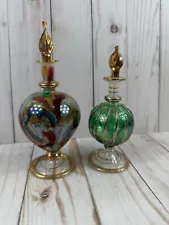 Vintage Hand Blown Glass with Gold Trim Perfume Bottles! CHOOSE YOUR BOTTLE!