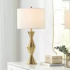 Elka Mid Century Modern Table Lamp 28" Tall Brass Metal for Bedroom Living Room