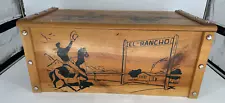 Vintage El Rancho Wood Toy Chest / Child Box Cowboy Bucking Bronco Western