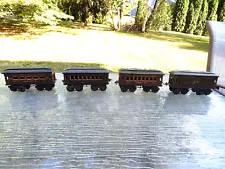 SET OF 4 ANTIQUE IVES O GAUGE TIN LITHO RAILWAY LINES CARS - 60, 61, 62 & 551