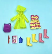 Club Chelsea Barbie Sister Doll Raincoat Boots Clothes Backpack Accessories Lot