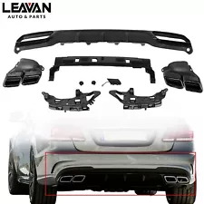 For Mercedes E Class W212 E63 2014-2015 Rear Diffuser E350 AMG Look+Exhaust Tips