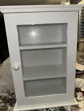 Curio Cabinet W Glass Door Wall Mount, 17”tall X12”. Shelves Are 9.25” L 5”depth