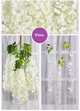 12PCS Artificial Fake Wisteria Vine Ratta Hanging Garland Silk Flowers Decor