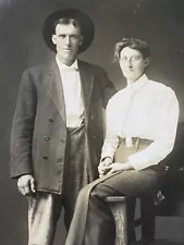 1910s RPPC COUPLE POSING FOR CAMERA antique real photo postcard PORTLAND, OREGON