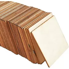 60 Pack Unfinished Wood Squares for Crafts, Blank Wood Pieces for DIY 3x3"