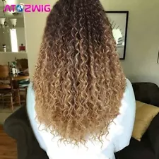 Ombre Blonde Long Deep Curly Heat Hair Synthetic Wigs for African American Women