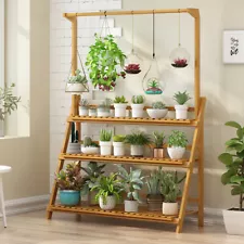 3 Tier Flower Plant Pot Stand Folding Display Hanging Shelf Climbing Ladder Rack