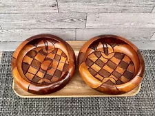 Vintage Bowls. Hand Carved Wood Bowls. Vintage Tableware.