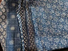 Washed Indigo Fabric 5 Half Yard Pieces Da Gama Textiles Varied Patterns New