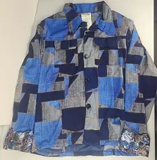 CALIFORNIA Costume Button Up Shirt Mens Sz. Large Blue Flip Cuffs Disco 70's