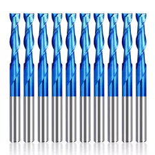 10Pcs Upcut Spiral End Mill 1/8'' Shank 2 Flute CNC Router Bit 8-22mm Dia.