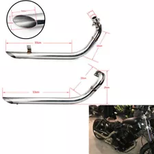 For Yamaha Virago 535 XV535 1987-04 Polished Dual Exhaust Muffler Pipe Silencer (For: Yamaha Virago 535)