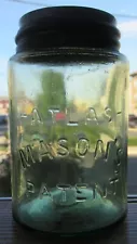 Sparkling Citron Yellow Green Atlas Mason's Patent Pint Canning Mason Fruit Jar