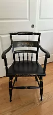 Rare Black Nichols & Stone Co. Wooden Stenciled Arm Antique Chair