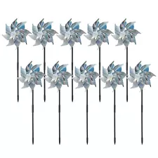 10 Pack Reflective Pinwheels Wind Spinners Bird Scare Devices for Garden Decor