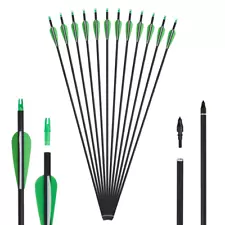 30" Archery Carbon Arrows Rotatable Nock for Compound/Recurve Bow Hunting Target