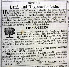 1850 Lynchburg VIRGINIA pre-Civil War newspaper with 6 NEGR0 SLAVES for SALE ADS