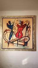 original 1952 alfred gockel art Signed 43'-1/2' X 43-1/2" Large On Metal Frame