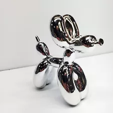 Chrome Metallic Balloon Style Dog Figurine Art Statue 6" Tall 7" Long