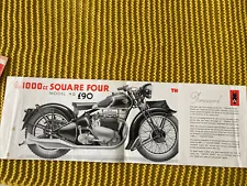 ARIEL 1000 cc Square four Motorcycle rare Post - war Sales Brochure 1948-1950’s