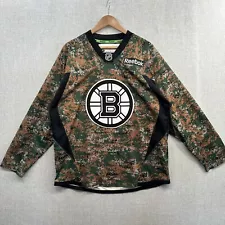 Reebok BOSTON BRUINS Stitched Crest Emblem Hockey Jersey Large Brown Camouflage