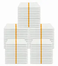 NEW 60 PACK 5DZ GOLD STRIPE KITCHEN CLEANING BAR TOWELS BARMOPS HEAVY DUTY 16X19