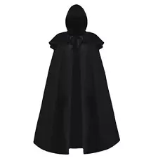 Halloween Hooded Cloak Unisex Halloween Cape with Hood Black Hooded Cloak