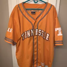 MENS XL STITCHED SEWN UNIVERSITY OF TENNESSEE VINTAGE BASEBALL JERSEY COLOSSEUM