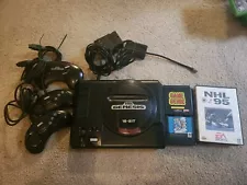 Sega Genesis Model 1 Game Console Bundle Lot 3 Controllers 2 Games Game Genie!