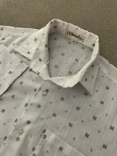 Chanel Vintage Rare Men Short Sleeves Button Down Off White Medium Shirt