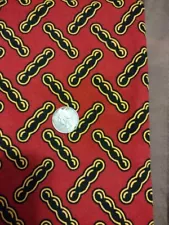 African Wax Print Fabric dark RED & yellow 100% cotton 33" long x 42" wide