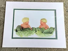 Anne Geddes CABBAGE KIDS Cute Baby Matted Art Print for 8x10 NEW