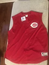 NWT Vintage Majestic Cincinnati Reds Sleeveless Vest Jersey Red Sz 3XL Md In USA