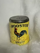 Vintage Rooster Snuff Tin Container Paper Label Collector Metal